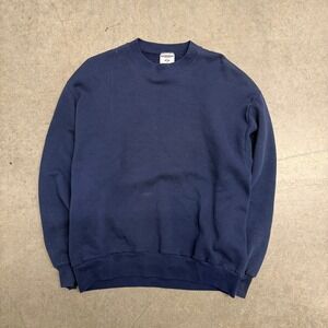 Vintage Jerzees NuBlend Sweatshirt Navy Blue Crewneck Made in USA Large 90s
